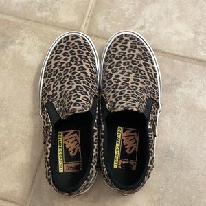 Vans leopard print slip ons